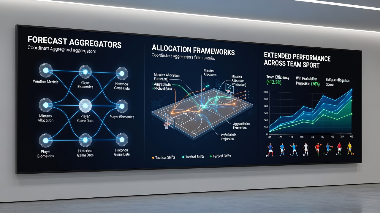 Analysts reviewing allocation models overlaid on team sports and tennis performance data
