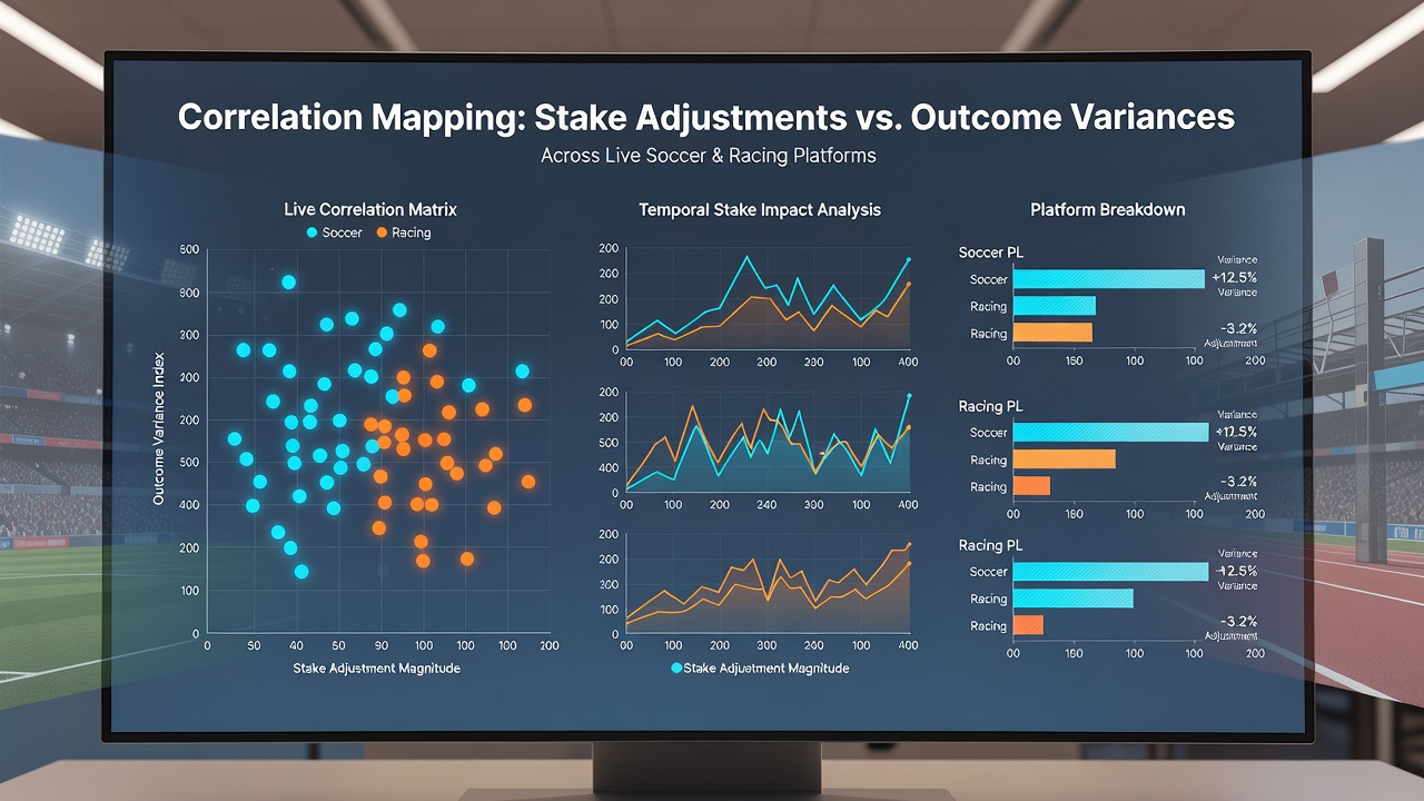 Heat map illustrating correlation strength between stake changes and result variances across multiple live soccer matches and racing events