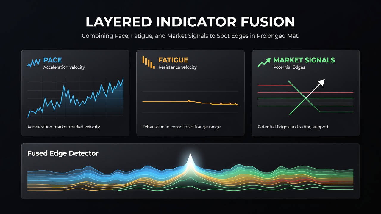 Dashboard interface displaying synchronized pace, fatigue, and market signal layers during an extended horse racing event
