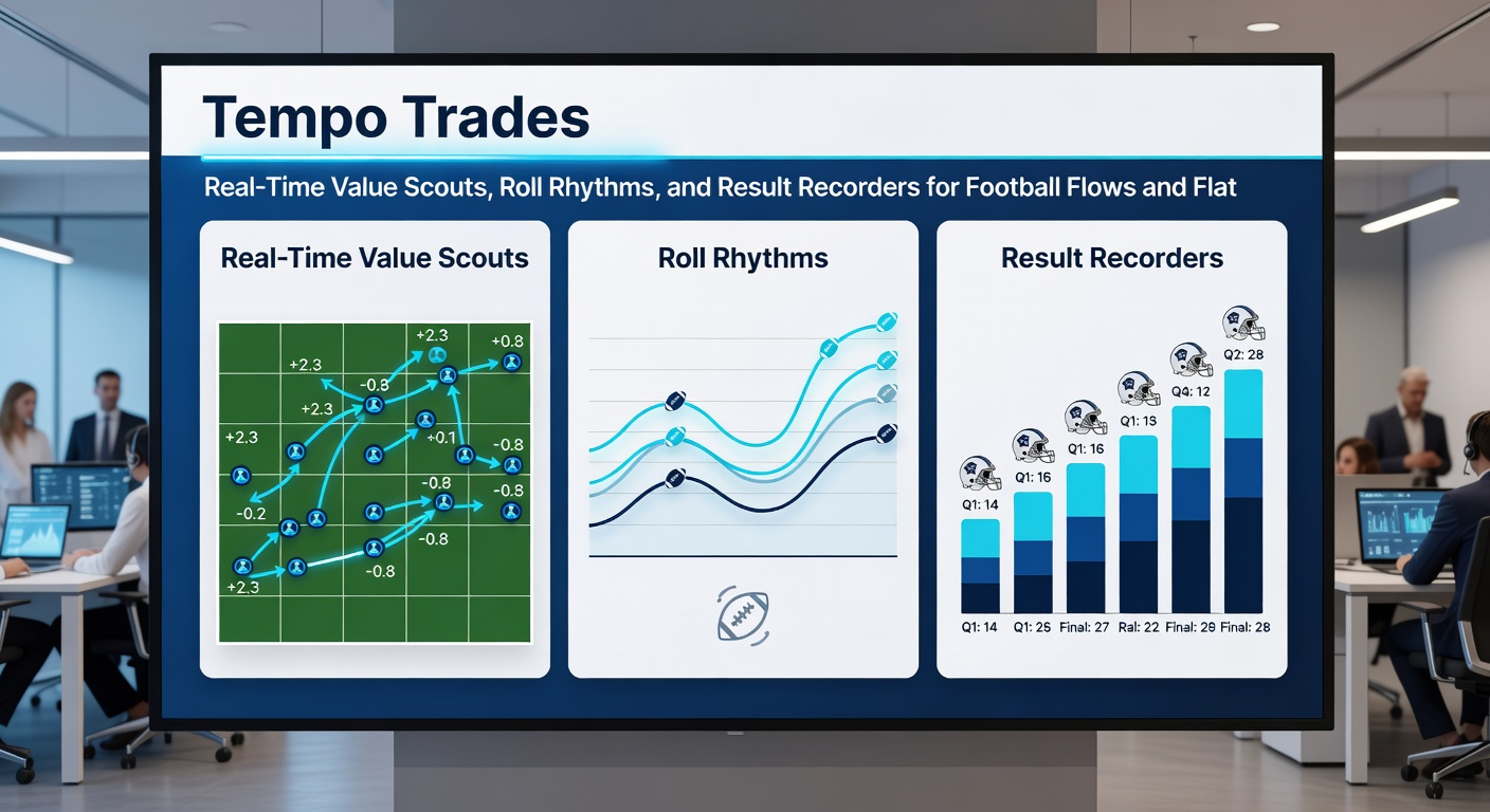 Close-up of roll rhythms visualization overlaid on a flat race replay, showing momentum waves and value scout alerts during a soccer goal-mouth scramble